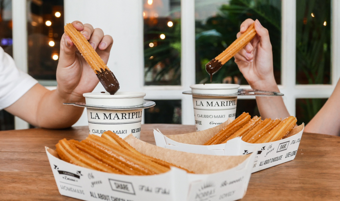 Small Churros with Hot Chocolate Dip