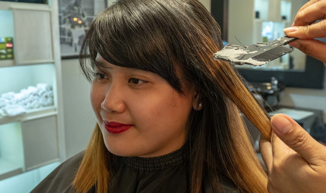 Hair Cut + Hair Color + Eyebrow shaving (Women)